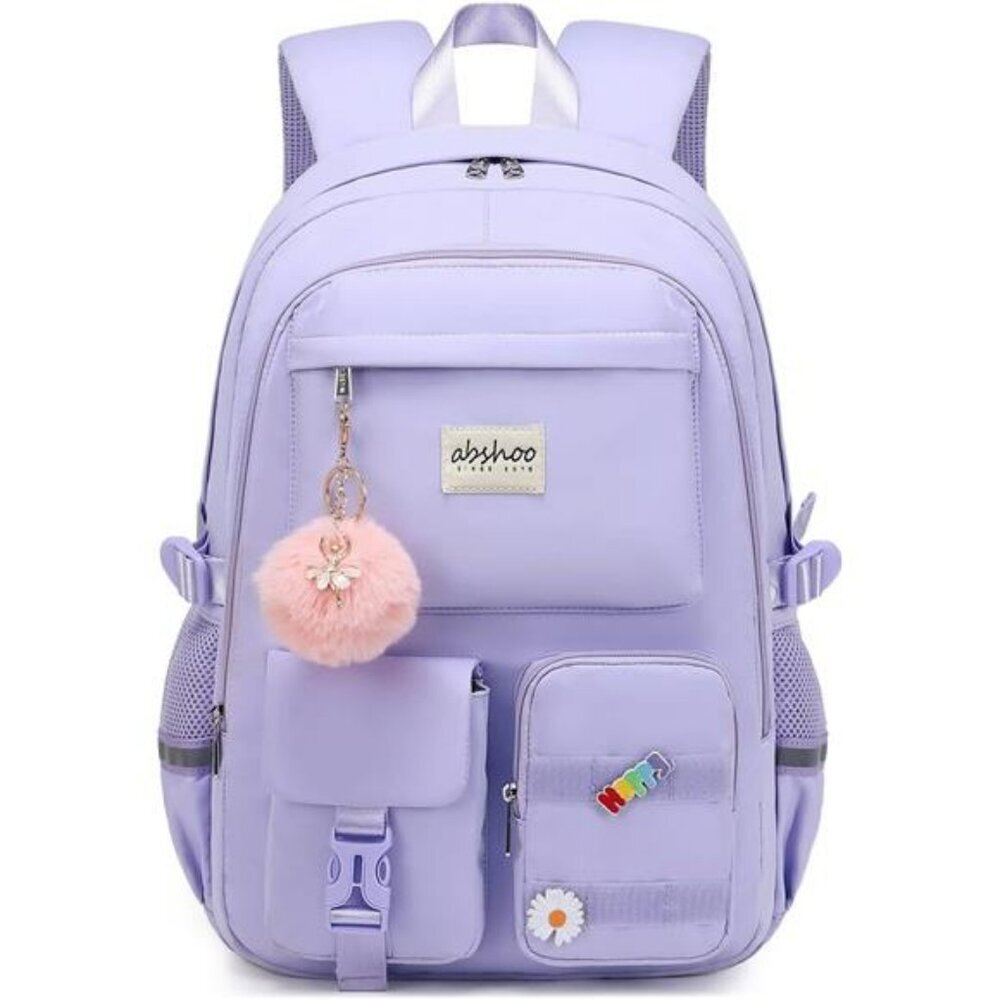 Large Laptop Backpack Purple School Bookbag for Women Teen Girls Travel Bag